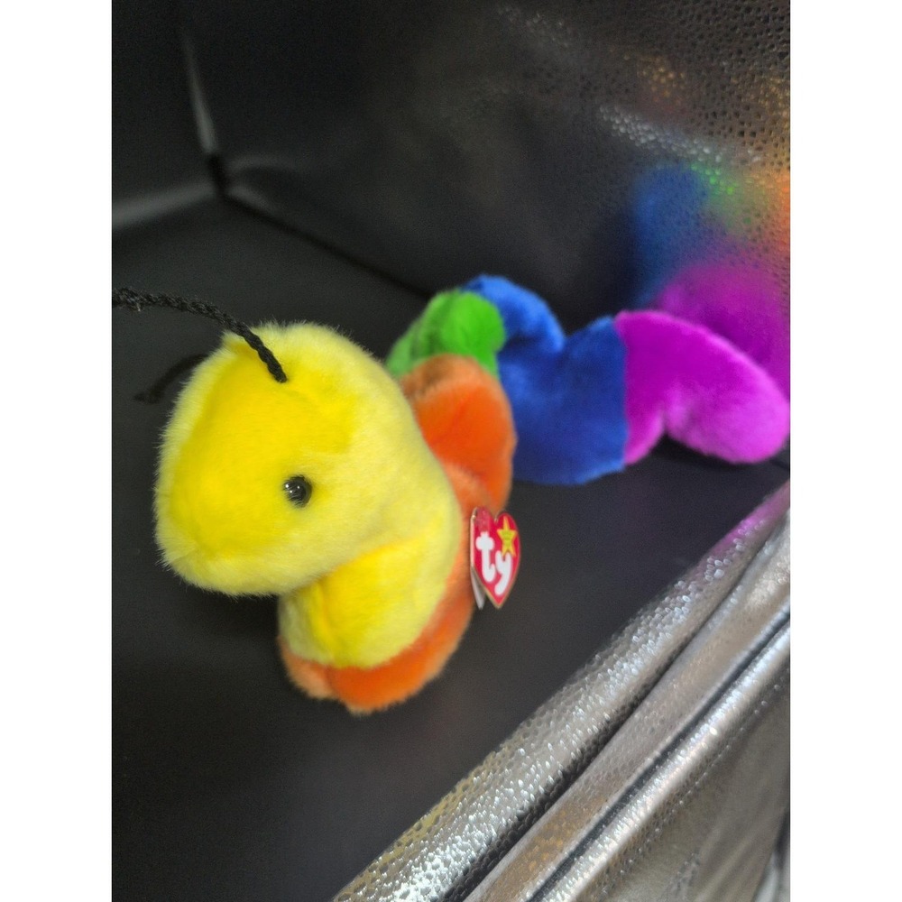Ty Inch Worm 1999 Colorful Pellets Stands 16" Vintage Beanie Baby Inchworm
